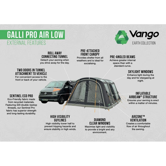 Vango Galli Pro Air Low Drive Away Awning (180 - 210cm) Campervan - Vango - Van Life Living