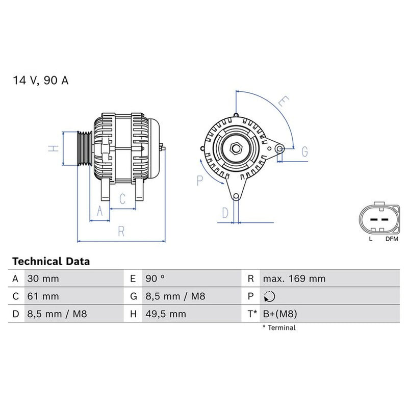 Bosch Car Alternator 12V 0 986 083 870