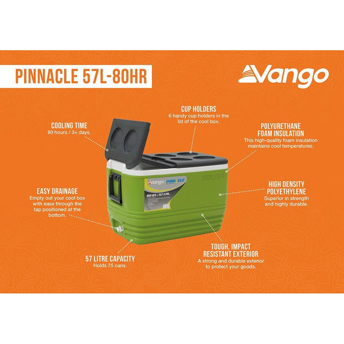 Vango Pinnacle 60 QT 57L Green Picnic Camping Food Drink Cool Box Cooler - Vango - Van Life Living