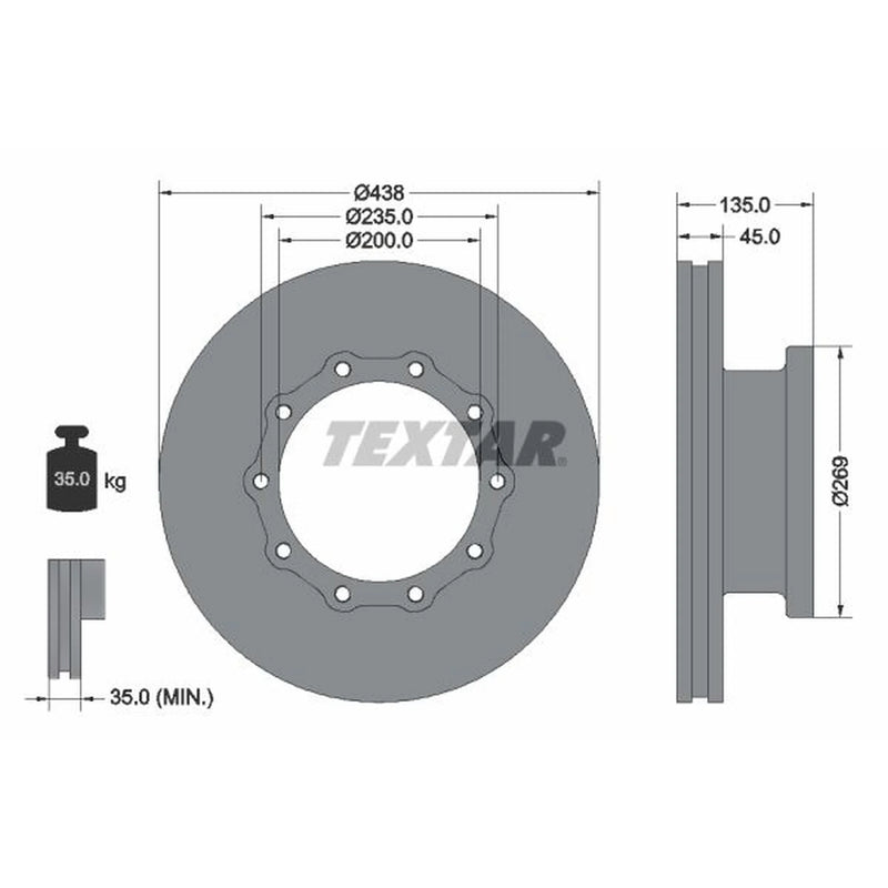 Textar 2 x Front Brake Discs 93071800-x2