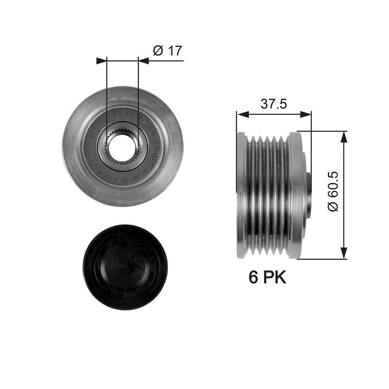 Gates Alternator Overrunning Freewheel Clutch OAP7048