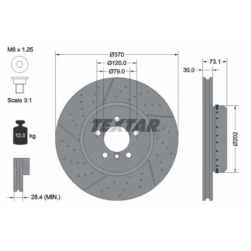 Textar 2 x Two-Piece Front Brake Disc Brake Discs 92265425-x2