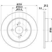 Mintex 2 x Solid Rear Brake Discs MDC2060-x2
