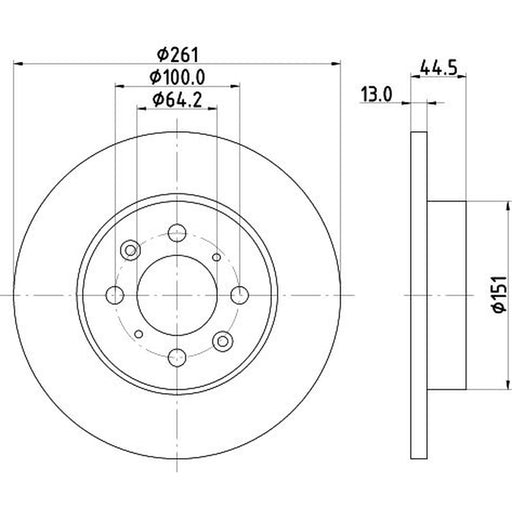 Mintex Mintex Front Brake Disc Kit solid 261mm MDK0008