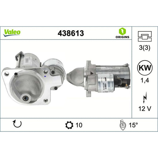 Valeo Starter Motor 12V 1.4kW 10 Teeth 438613