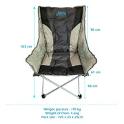 Liberty Grey Comfort Camping Chair MDS1203 - Liberty Leisure UK - Van Life Living