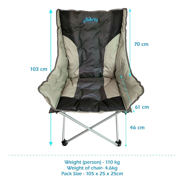 Liberty Grey Comfort Camping Chair MDS1203 - Liberty Leisure UK - Van Life Living