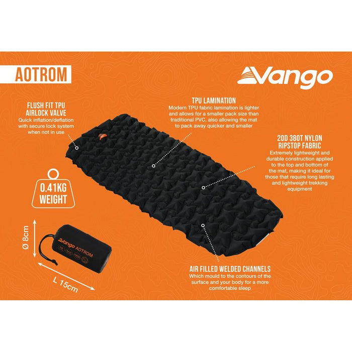 Vango Aotrom Inflatable Sleeping Mat Lightweight Camping Self Inflating - Vango - Van Life Living