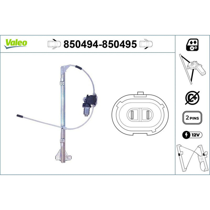 Valeo Electric Window Regulator Lifter Right Front 850495