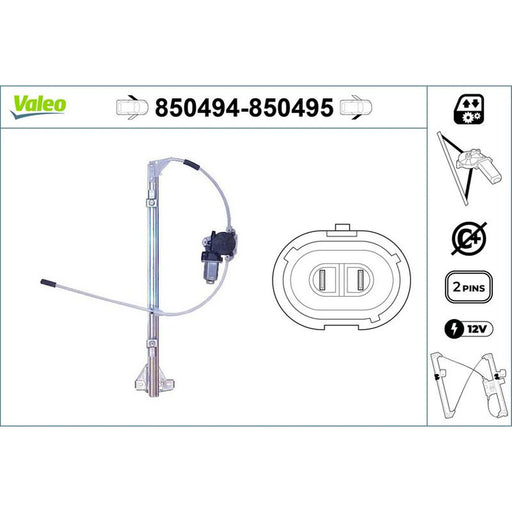 Valeo Electric Window Regulator Lifter Right Front 850495