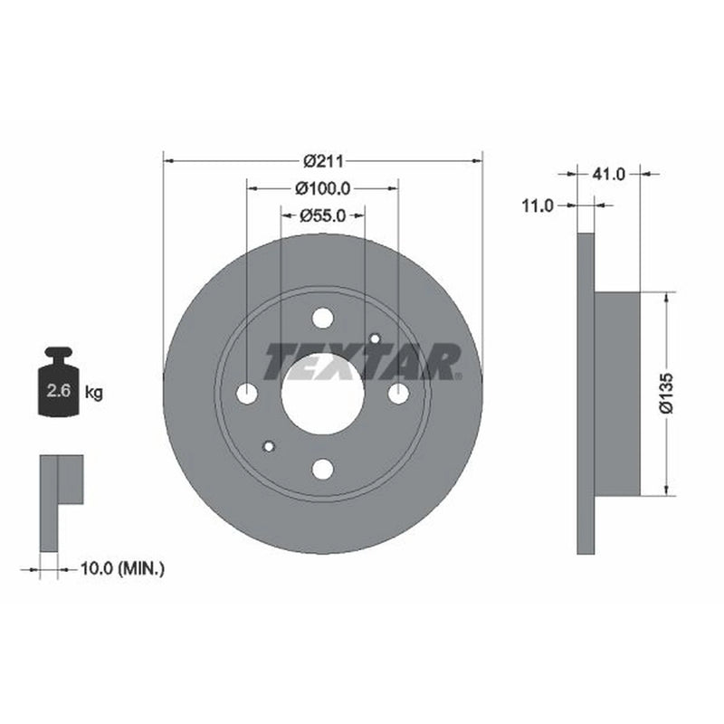 Textar 2 x Solid Front Brake Discs 92103700-x2