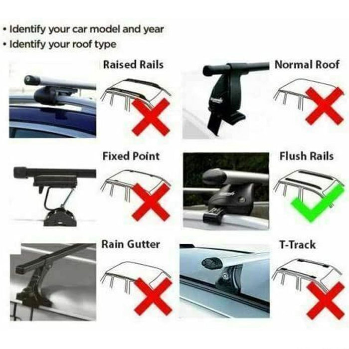 Roof Bars Rack Aluminium Black fits Renault Kangoo 2008-2021 For Raised Rails - Omtec - Van Life Living