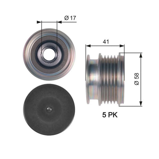 Gates Alternator Overrunning Freewheel Clutch OAP7126