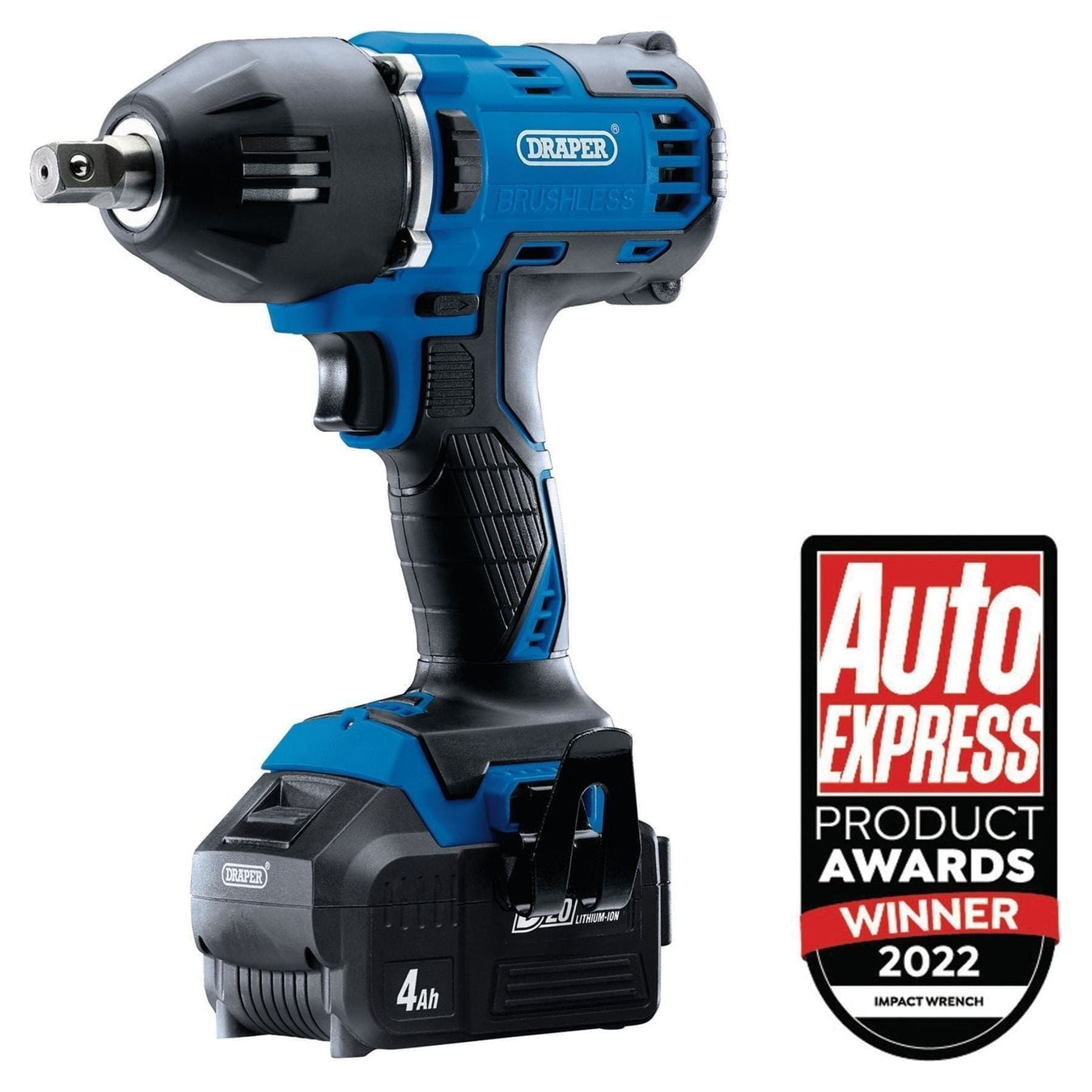 Draper D20 20V Brushless Mid-Torque Impact Wrench, 1/2" Sq. Dr., 400Nm, 2 x 4.0A Draper  - Town Parts