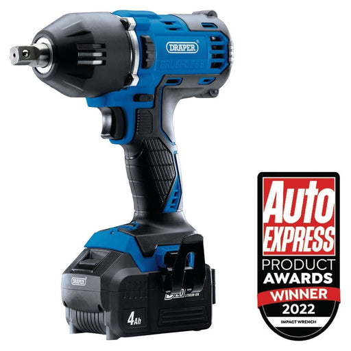 Draper D20 20V Brushless Mid-Torque Impact Wrench, 1/2" Sq. Dr., 400Nm, 2 x 4.0A Draper  - Town Parts