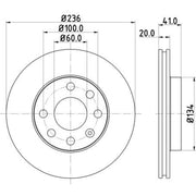 Mintex 2 x Vented Front Brake Discs MDC322-x2