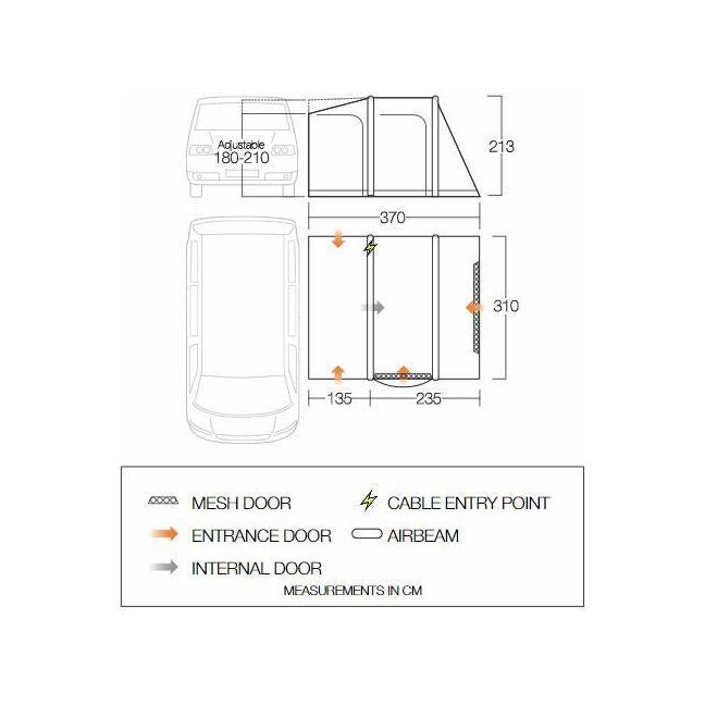 Vango Kela Pro Air Low Drive Away Awning (180 - 210cm) Campervan - Vango - Van Life Living