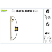Valeo Electric Window Regulator Lifter Right Rear 850901