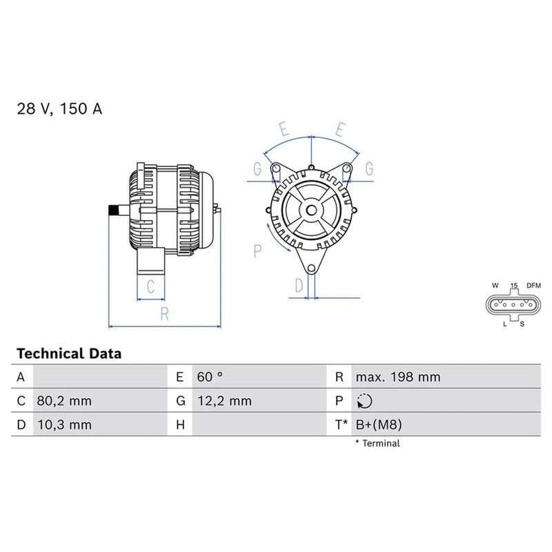 Bosch Car Alternator 12V 0 986 085 990