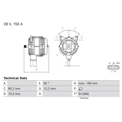 Bosch Car Alternator 12V 0 986 085 990