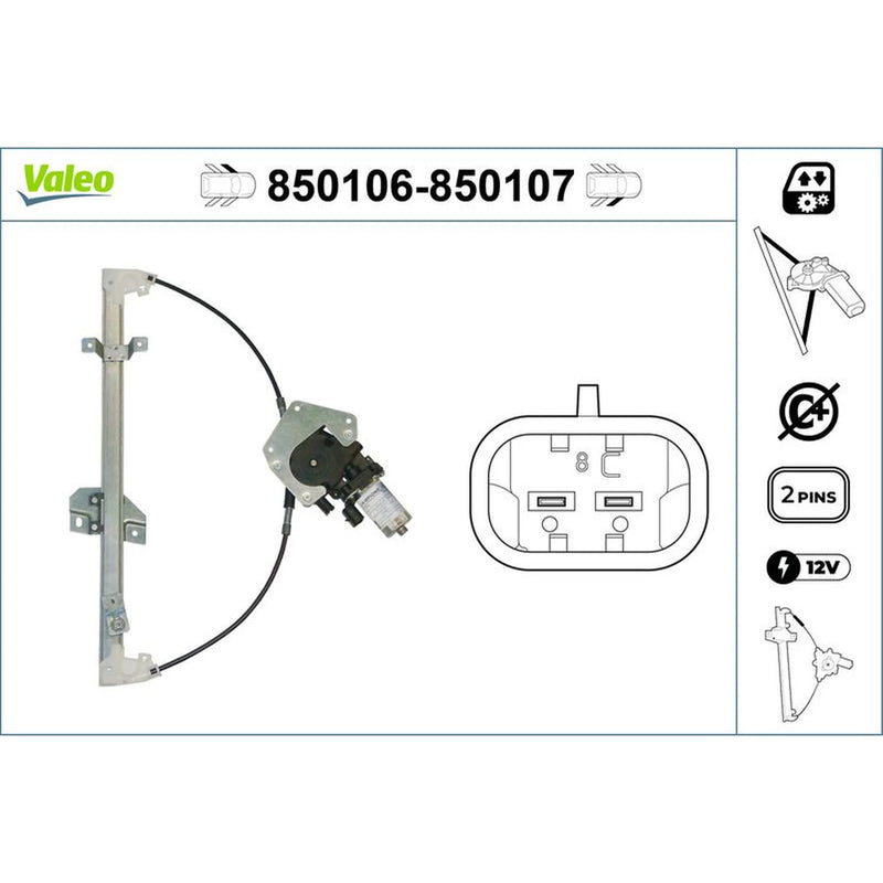 Valeo Electric Window Regulator Lifter Left Front 850106