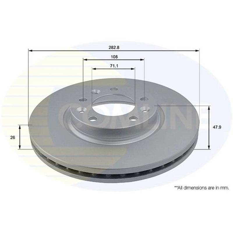 Comline 2 x Vented Front Brake Discs ADC2710V-x2