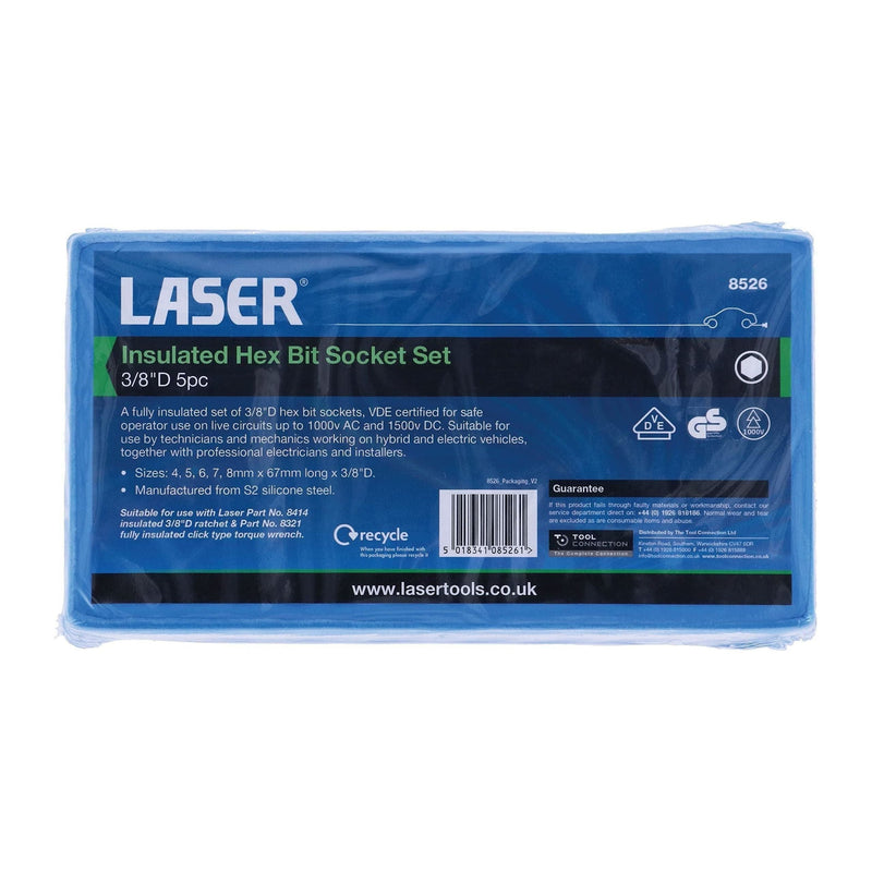 Laser Insulated Hex Bit Socket Set 3/8"D 5pc 8526 Laser  - Town Parts