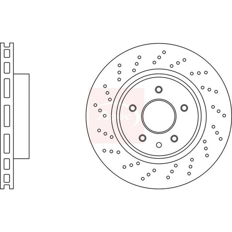 Apec 2 x Rear Perforated/Vented Brake Discs DSK3220