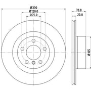 DON 2 x Vented Rear Brake Discs PCD12432-x2