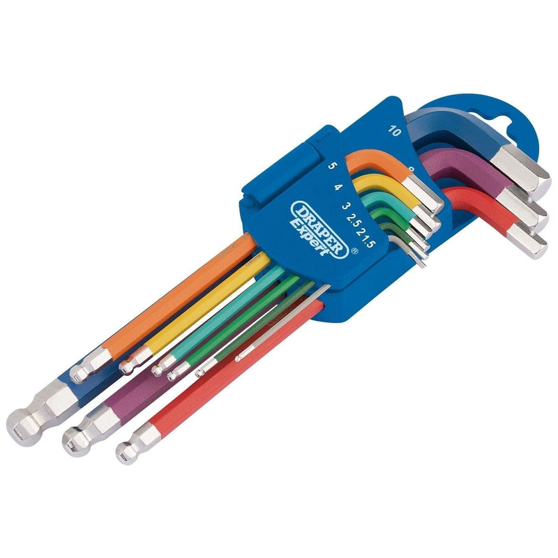 Draper Metric Coloured Hex. and Ball End Key Set (9 Piece) 66132 Draper  - Town Parts