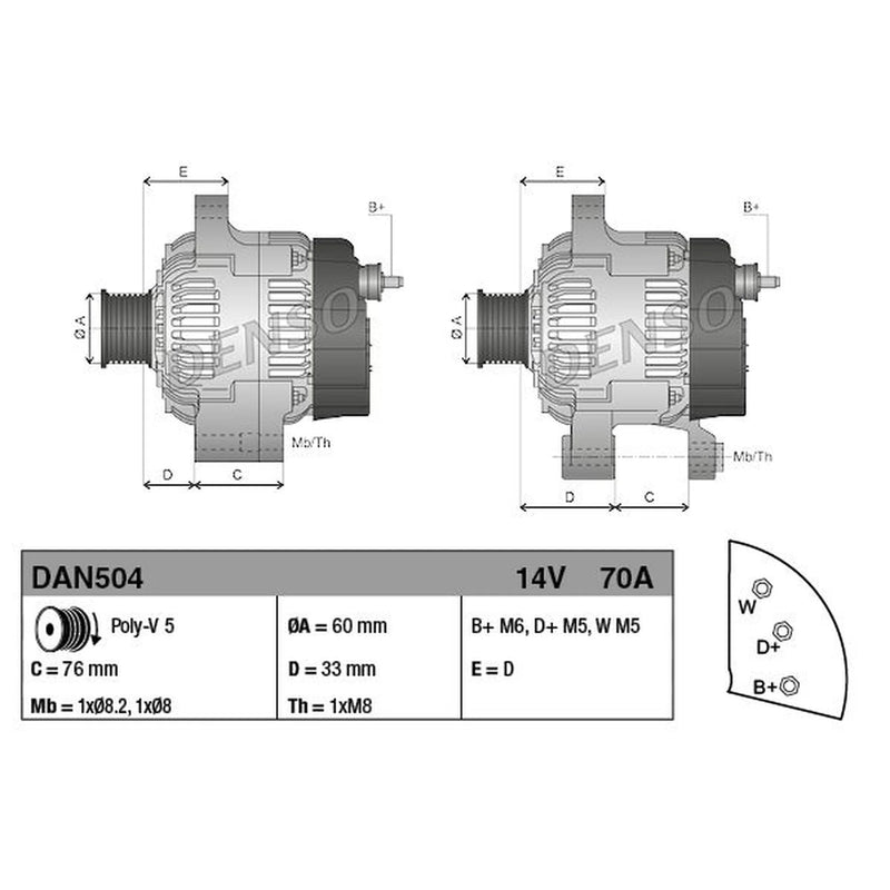 Denso Car Alternator 12V fits Ford Courier Box Body/Mpv 1991-1996 1.8
