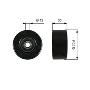 Gates V-Ribbed Belt Deflection/Guide Pulley Right T36762