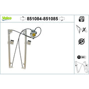 Valeo Electric Window Regulator Lifter Left Front 851084