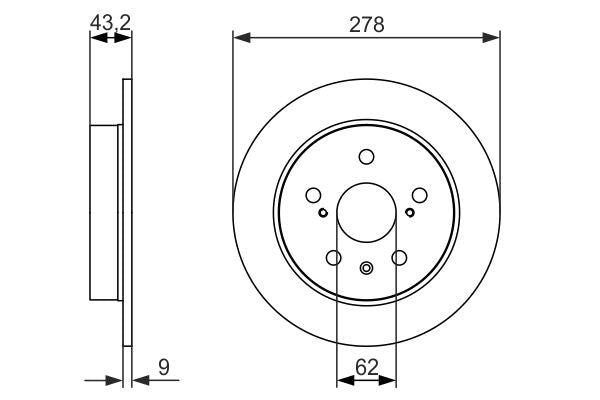 Bosch 2 x Solid 278mm Brake Disc 0986479047