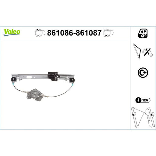 Valeo Electric Window Regulator Lifter Right Rear 861087