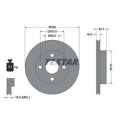 Textar 2 x Vented Front Brake Discs 92097900