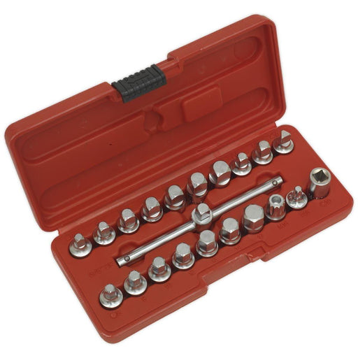 Sealey Oil Drain Plug Key Set 21pc 3/8"Sq Drive AK6586 Sealey  - Town Parts
