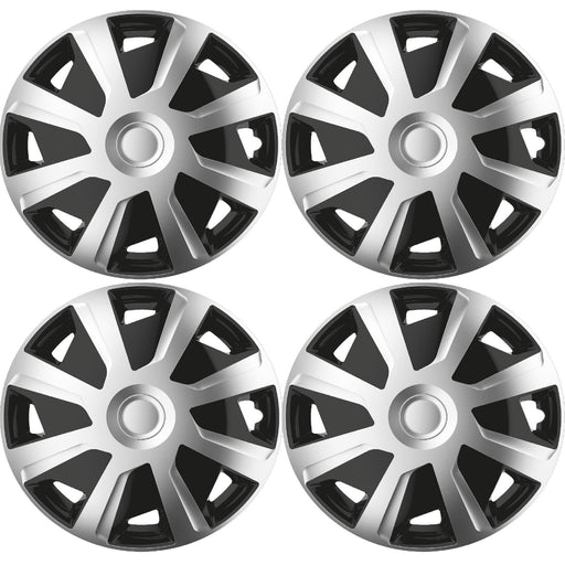 4 x 15" Alloy Look Black & Silver Deep Dish Motorhome Wheel Trims Hub Caps Vans - Simply - Van Life Living