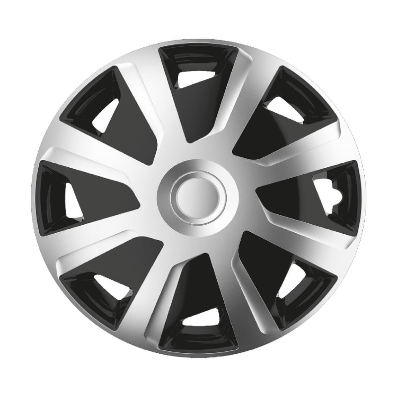 4 x 15" Alloy Look Black & Silver Deep Dish Motorhome Wheel Trims Hub Caps Vans - Simply - Van Life Living