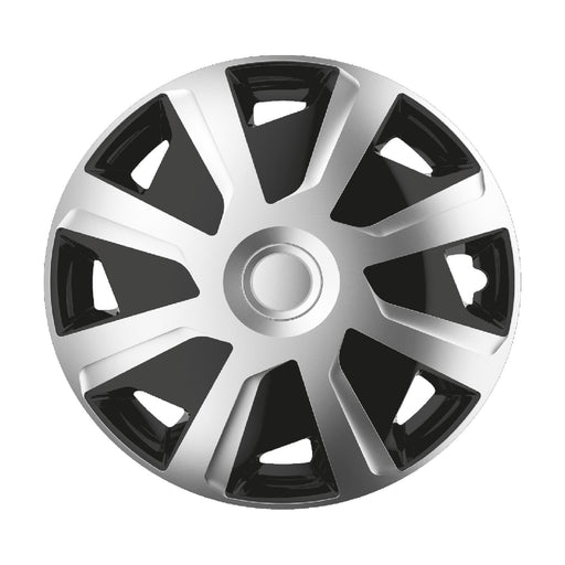 4 x 15" Alloy Look Black & Silver Deep Dish Motorhome Wheel Trims Hub Caps Vans - Simply - Van Life Living