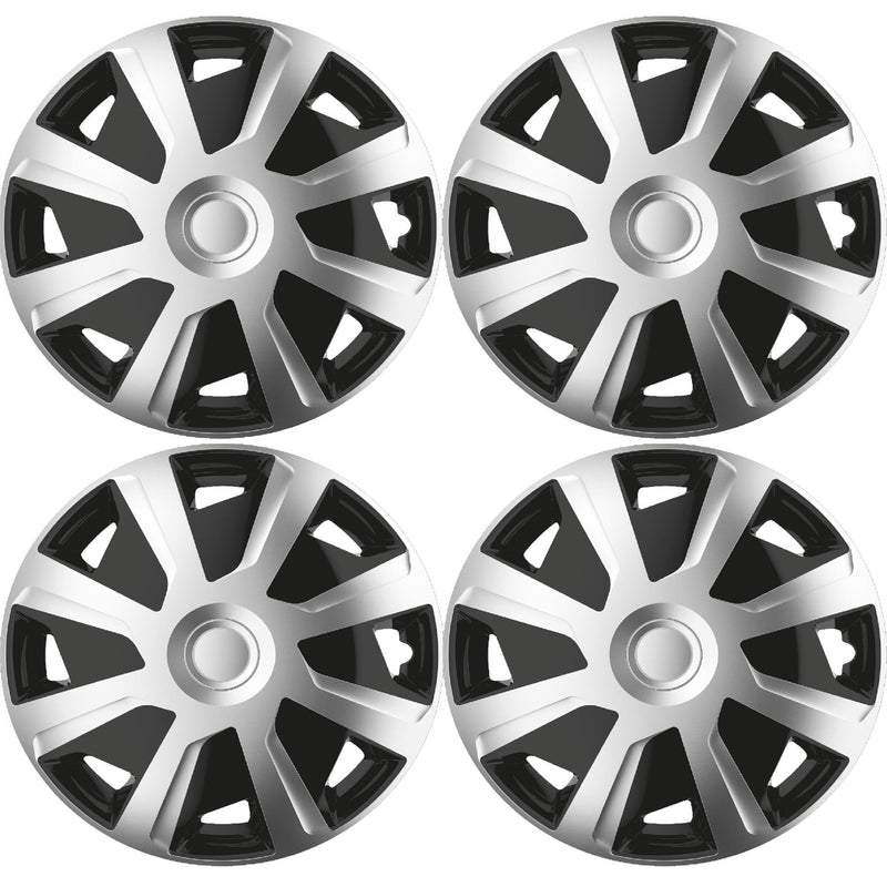 4 x 16" Alloy Look Black & Silver Deep Dish Motorhome Wheel Trims Hub Caps Vans - Simply - Van Life Living