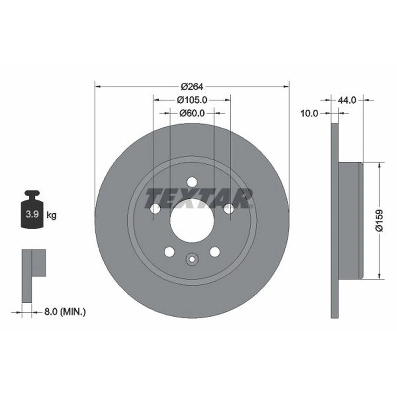 Textar 2 x Solid Rear Brake Discs 92275303-x2