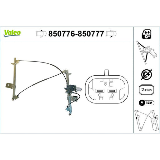 Valeo Electric Window Regulator Lifter Right Front 850777