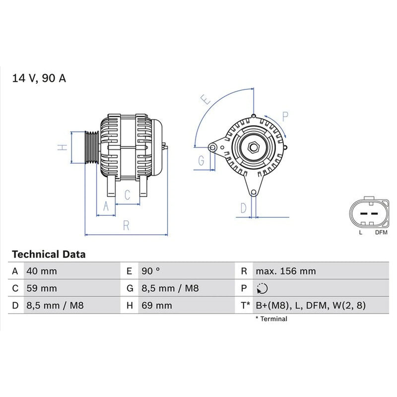 Bosch Car Alternator 12V 0 986 046 050