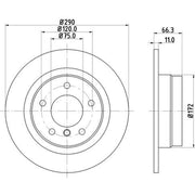 DON 2 x Solid Rear Brake Discs PCD11582-x2