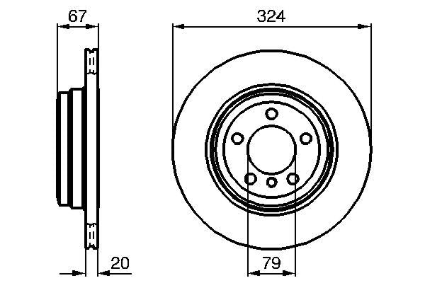 Bosch 2 x Vented 324mm Brake Disc 0986479004
