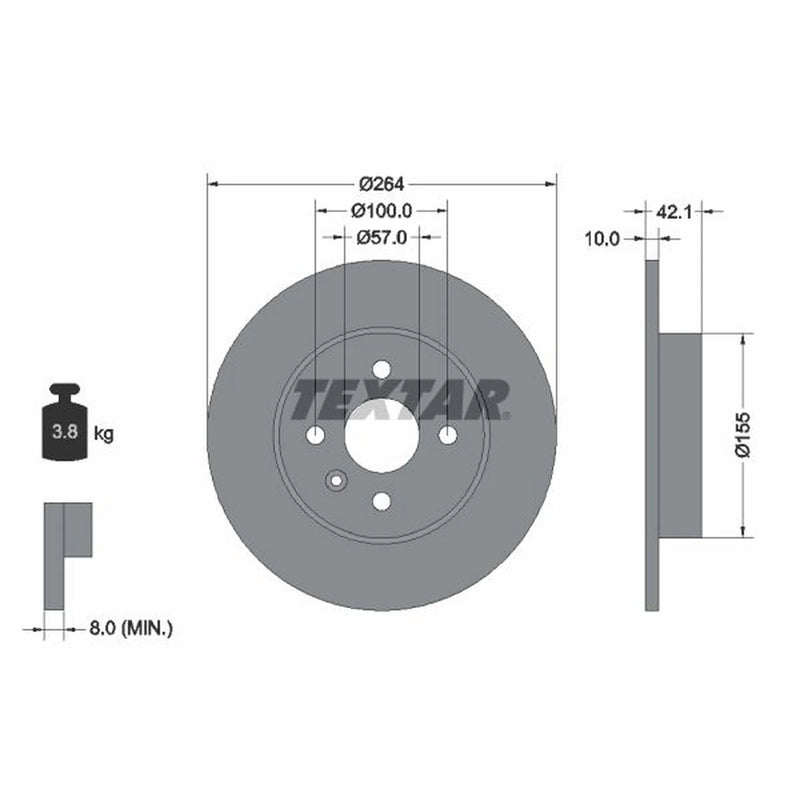 Textar 2 x Solid Rear Brake Discs 92124703-x2