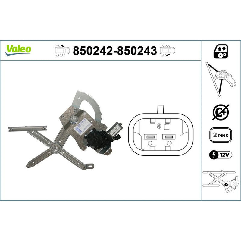 Valeo Electric Window Regulator Lifter Right Front 850243