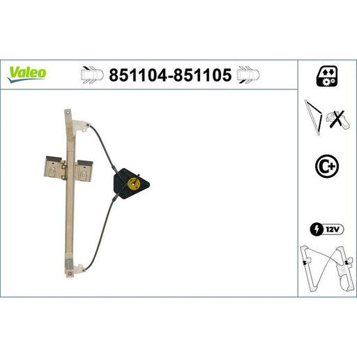 Valeo Electric Window Regulator Lifter Right Rear 851105