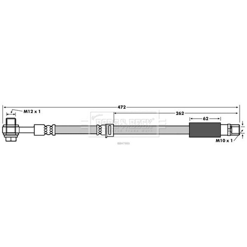 Borg & Beck Brake Hydraulic Hose Line Front Right BBH7900